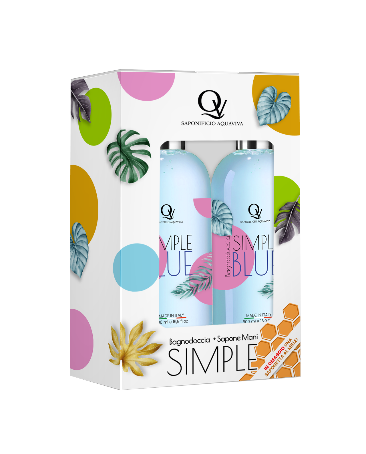 Confezione Regalo Bagnodoccia e Sapone Mani "Simple Blue" all'Anice Saponificio Aquaviva
