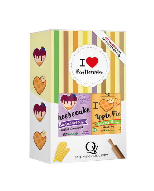 Confezione Regalo Bagnodoccia Cheescake e Sapone Mani Apple Pie 100% Vegan Saponificio Aquaviva