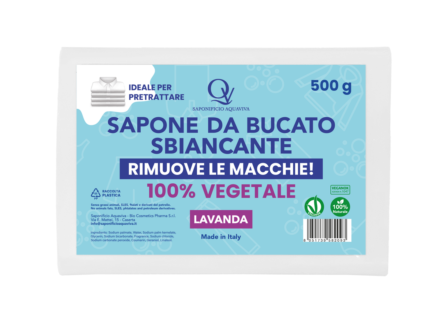 Sapone da Bucato Sbiancante 100% Naturale Certificato Vegan