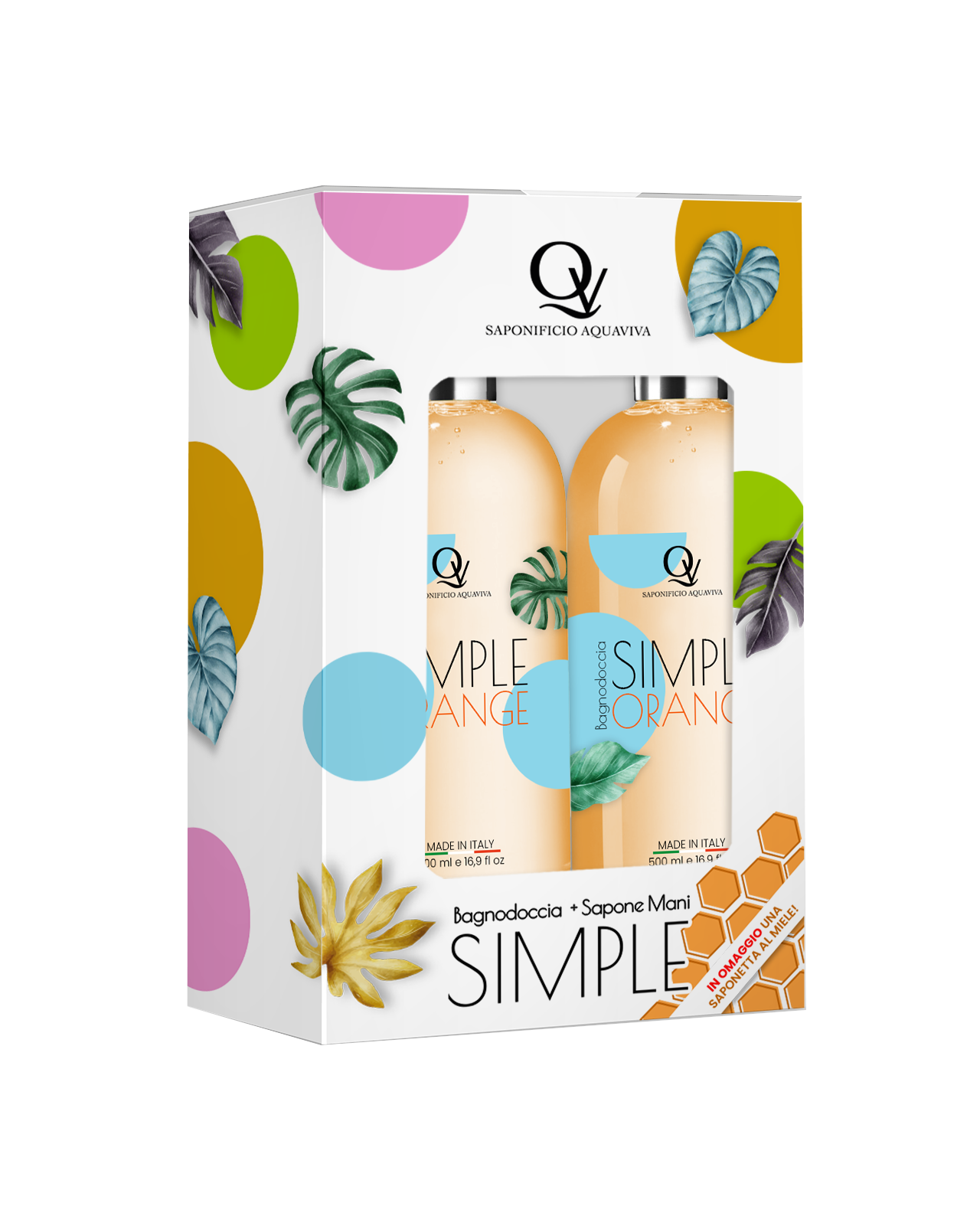 Confezione Regalo Bagnodoccia e Sapone Mani "Simple Orange" al Caffè e Nocciola Saponificio Aquaviva
