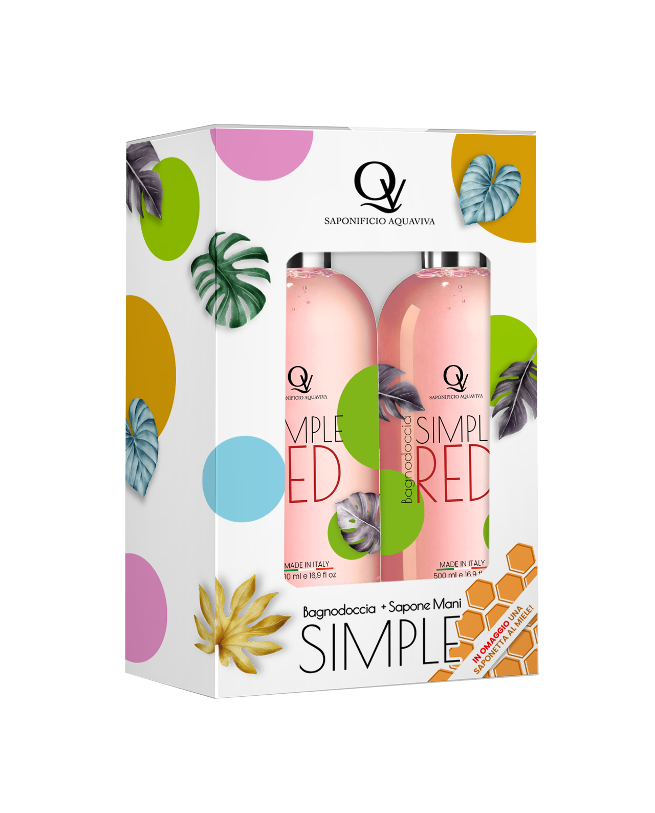 Confezione Regalo Bagnodoccia e Sapone Mani "Simple Red" ai Frutti Rossi e Menta Saponificio Aquaviva