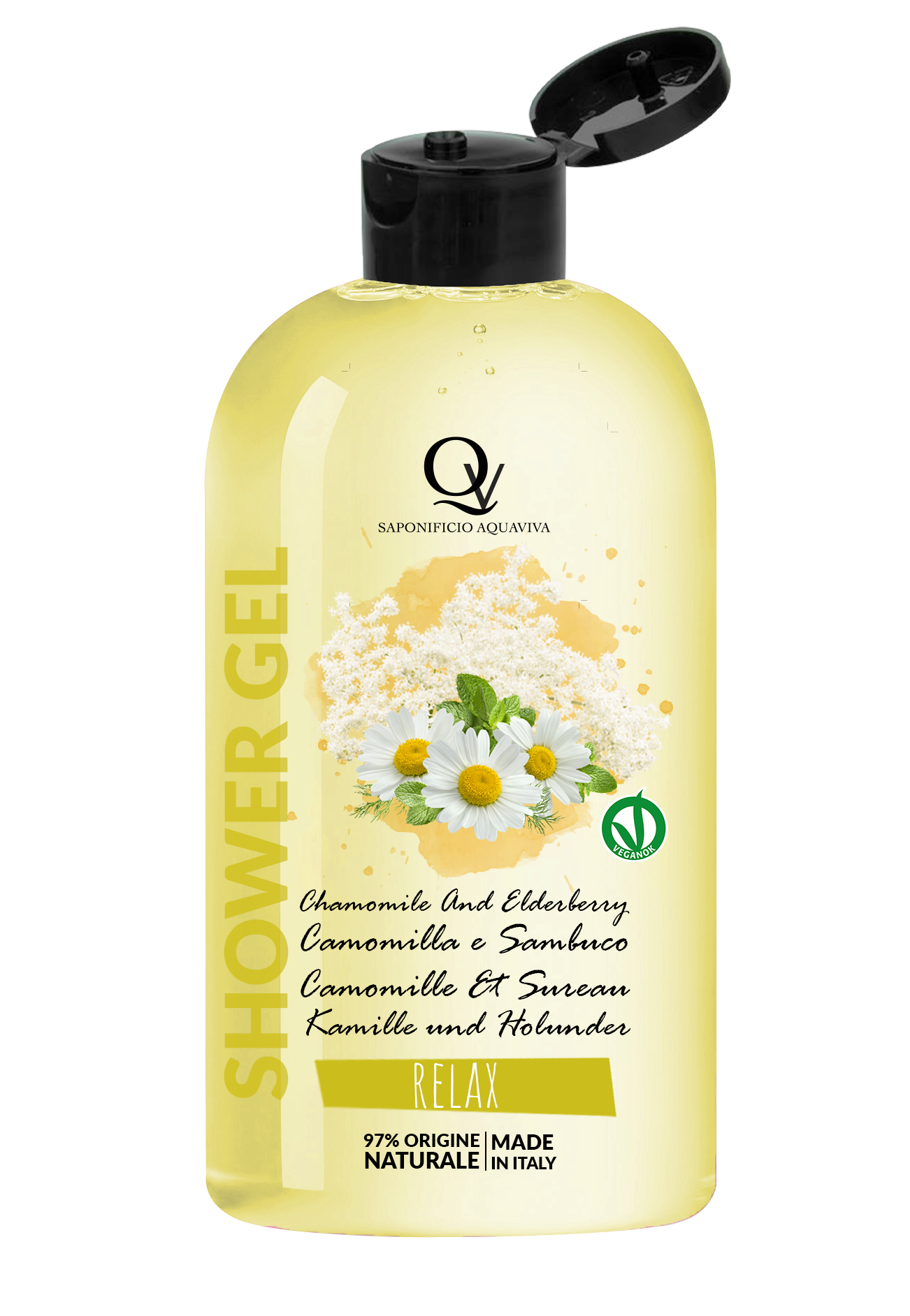 Bagnodoccia: Camomilla e Sambuco "Relax" 100% Vegan Saponificio Aquaviva