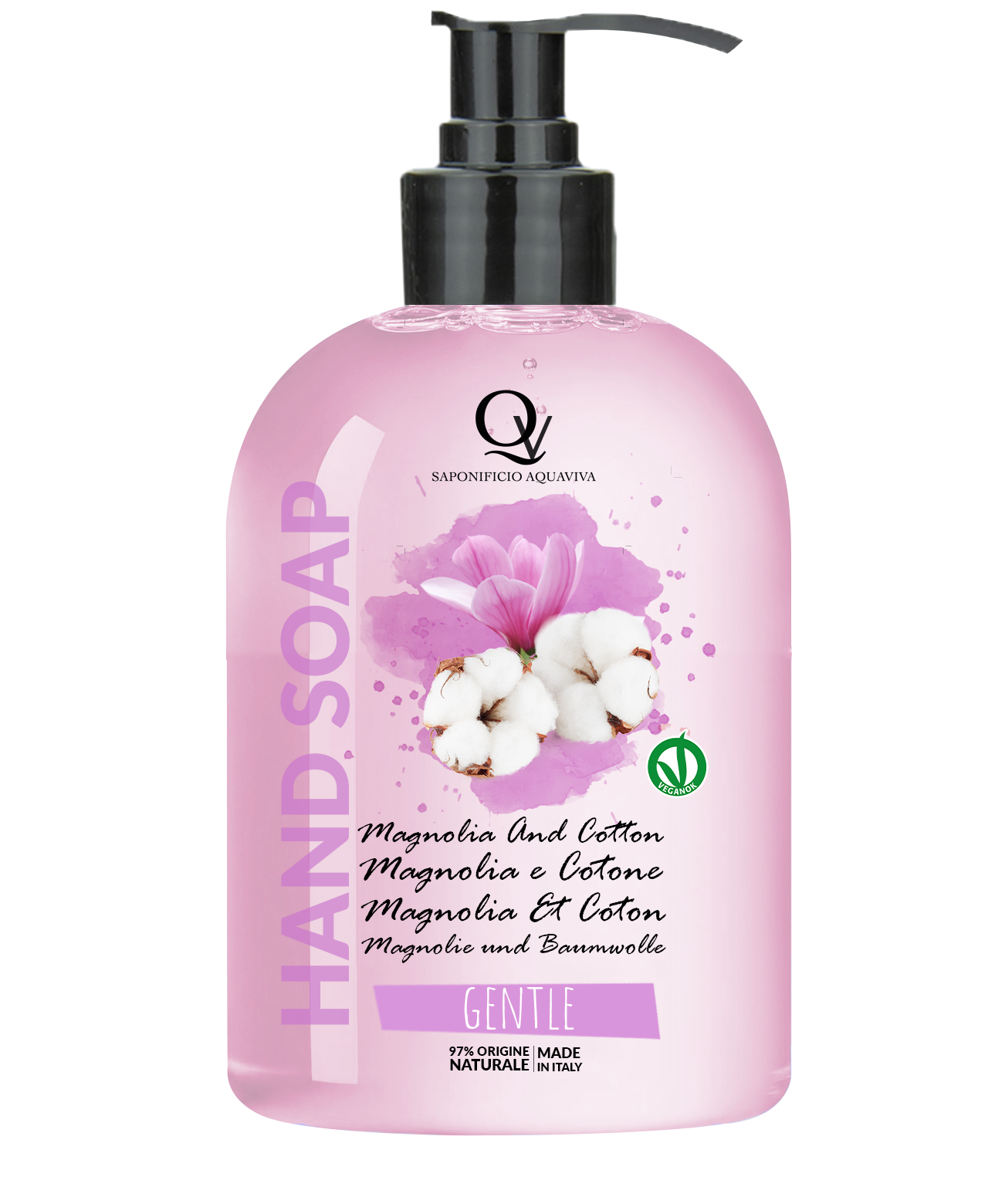 Sapone Mani Gentle alla Magnolia e Cotone 100% Vegan Saponificio Aquaviva
